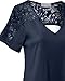 Women's V Neck Short Sleeve Lace Mesh Inset Top