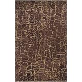 3.25' x 5.25' Parchment and Plum Wine Cracked Ground Wool Area Throw Rug