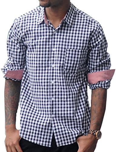 Filthy Etiquette Men's "Jagger" Gingham Plaid Shirt in Black, medium