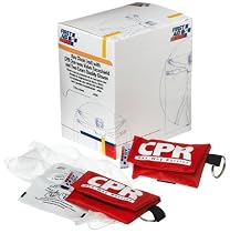First Aid Only Cpr Faceshield, Latex-free With 2 Exam Quality Disposable Vinyl Gloves In Smooth Nylon Pouch On Key Chain, Red, 15-Sets