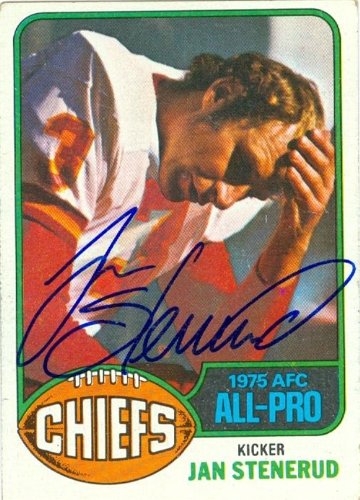 Jan Stenerud Autographed/Hand Signed Football Card (Kansas City Chiefs) 1976 Topps #160