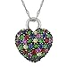 14K White Gold Multi-Color Sapphire Heart Pendant