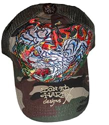 Men's Ed Hardy Hat Cap Camouflage Flaming Tiger