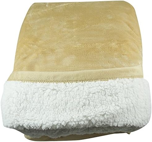 Greeworld Collection Microfiber Velvet Silky Soft Sherpa Borrego Reversible Throw Solid Blanket Queen Size, Yellow, Gold