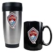 Colorado Rapids MLS Stainless Steel Travel Tumbler and Black Ceramic Mug Set - Primary Team Logo by Great American Products
