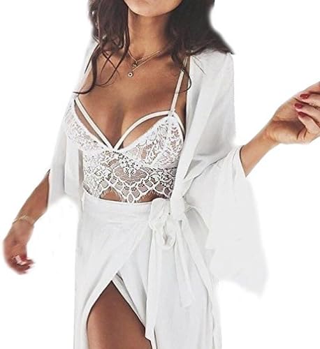 OVERMAL Women Hollow Translucent Underwear Lace Strap Lingerie Bra Tops (ASIA XL, White)