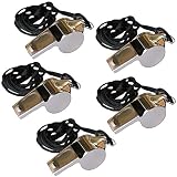 5er Pack Trillerpfeifen Signalpfeifen Metall mit Kordel Schiedsrichterpfeife, 5/0405