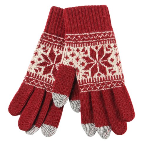 Warmen Women's Touch Screen Wool Winter Gloves Mittens for Ipad Iphone Smart Phone (Red)