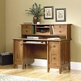 Sauder August Hill Comp Desk with Hutch in Oiled Oak