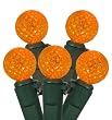 Set of 50 Orange LED G12 Berry Fashion Glow Christmas Lights - Green Wire