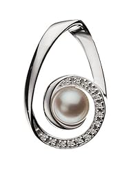 Platinum White Akoya Cultured Pearl and Diamond Pendant -- LIFETIME WARRANTY
