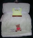 Carters Everyday Easy Embroidered Green Bear Precious Baby Plush Blanket
