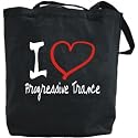 Canvas Tote Bag Black " I Love Progressive Trance " Music
