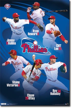 (23x34) Philadelphia Phillies Team Rollins Howard Lee Halladay Utley Victorino Sports Poster Print