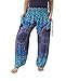 Lannaclothesdesign Women's Smocked Rose Design Loose Fit Yoga Harem Style Pants