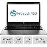 HP ProBook Business Laptop Computer - 15.6" LED-Backlit Screen, 4th Gen Intel Core i7-4510U Processor, 16GB Memory, 1TB HDD, SuperMulti DVD Burner, Windows 7 Professional
