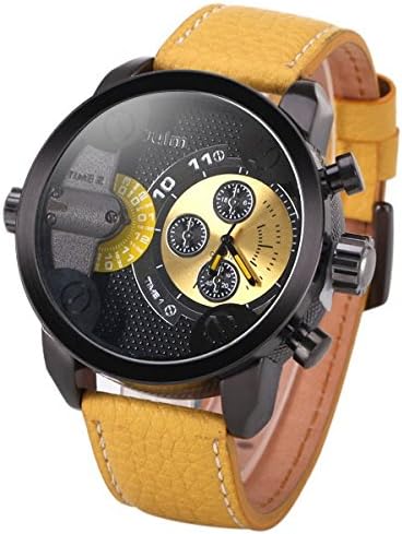 Leio3130 Yellow Art Gothic Style Rolling Time Quartz Movement Wrist Watches Embossed Leather Strap Graduation Gift