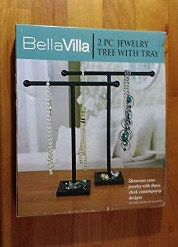 Jewelry Tree Stand Set Holder Display Organizer Tray Stand Rings Bracelet Necklace Brushed Silver
