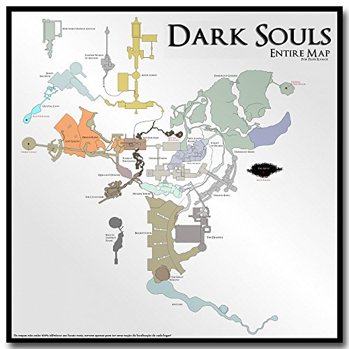 Lawrence Painting The Map of Dark Souls 1 2 3 Art Canvas Poster Print 2X2 24X24 Game Picture for Wall Decor