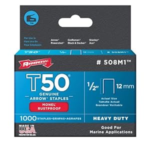 Arrow Fastener 508M1 Genuine T50 Monel Rustproof 1/2- Inch Staples, 1,000-Pack