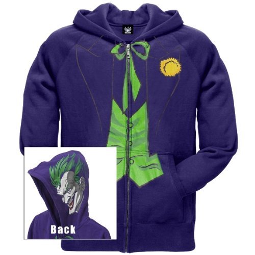 Mens dc comics the joker costume hoodie s purple