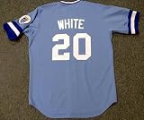 FRANK WHITE Kansas City Royals 1985 Majestic Cooperstown Throwback Baseball Jersey, LARGE