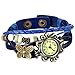 JewelryWe 5PSC New Women Wristwatch Butterfly Quartz Vintage Weave Wrap Leather Strap Girl Lady Bracelet Watch
