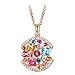 Women's Rose Gold Plated Pendant Multicolored Austrian Crystals Necklace
