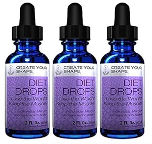 Create Your Shape Diet Drops - Lose Weight - Fat Burner - Infused with African Mango - Amino Acids - Appetite Suppressant - Lose Belly Fat - All Natural - 3 PACK COMBO Made in the USA