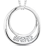 Eternal Swirl: Sterling Silver Double Circle Slider Pendant necklace with CZ Diamonds