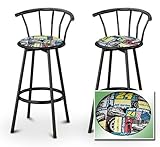 2 Jeff Gordon Nascar #24 Specialty / Custom Black Barstools with Backrest S ....