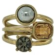 Kenneth Cole "Paillettes and Pearl" Grey Pearl and Stone Stackable Ring, Size 7.5