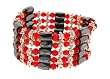 Glass Beads Magnetic Wrap Bracelet/Necklace/Anklet Lariat - Red - 32'' in Length