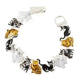 Black White and Gold Magnetic Cat Fashion Bracelet