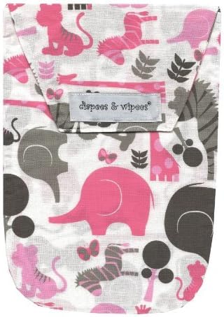 Diapees & Wipees Safari Pink Baby Diaper and Wipes Bag
