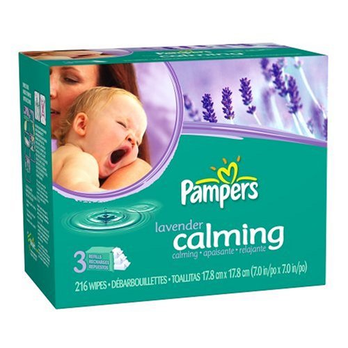 Pampers Baby Wipes Refills, Calming Lavender Scent, Three - 72 Count Resealable Packs (Pack of 4) (864 Total Wipes)