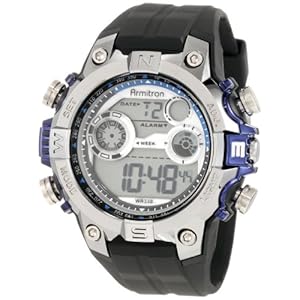 Armitron Men's 40/8251BLU Round Metalized Blue Accented Digital Sport Watch (Watch) 