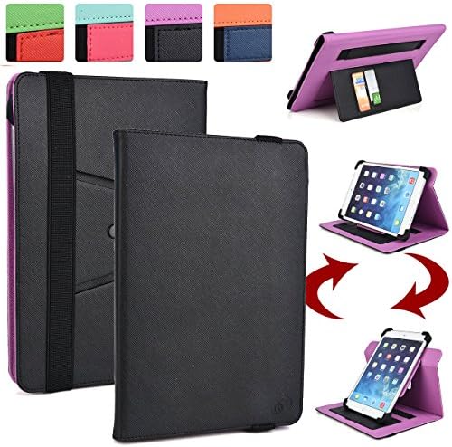 AlphaSpek Universal 360 Rotating Tablet Case with Stand | Fits / For Chuwi Hi8 Pro, Black and Lavender Purple