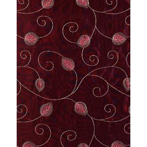 Metallic-Leaf-Burgundy-Polyester-Fabric-54-Wide-By-the-Yard