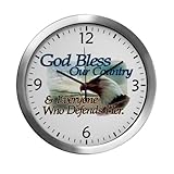IMAGE OF Modern Wall Clock God Bless Our Country and Everyone Who Defends Her