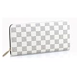 Reanal (リーナル) 財布 ラウンドファスナー 格子柄 【Reanalオリジナル袋入り】PU チェック ホワイト [付属品欠品時即交換対応]