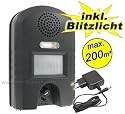Ultraschall VERTREIBER mit Bewegungsmelder & Blitz, inkl. NETZTEIL - Katzenschreck, Katzenabwehr, Katzenvertreiber, Hundeschreck, Hundevertreiber, Hundeabwehr, Marderabwehr, Mardervertreiber, Marderschreck, Ultraschallvertreiber, Ultraschallabwehr,