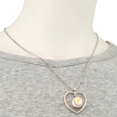 Pittsburgh Pirates 3D Baseball Heart Pendant Necklace