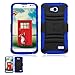 LG Optimus L70 (MS323) Black And Blue Hardcore Hybrid Kickstand Case + Holster Combo