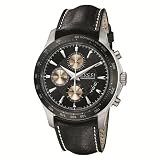Gucci Men`s YA126215 G Timeless Chronograph Black Dial Black Leather Watch