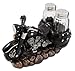 DWK Vintage Black Motorcycle Figurine Spice Holder with Refillable Salt and Pepper Shakers | 3 Piece Salt and Pepper Shaker Set | Home Table Decor Motorcycle Gift - 7