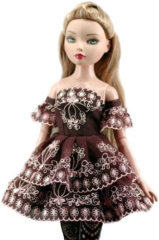 Handmade Outfit Clothes for Tonner Ellowyne Wilde 16" Doll Brown Pink Flower Dress
