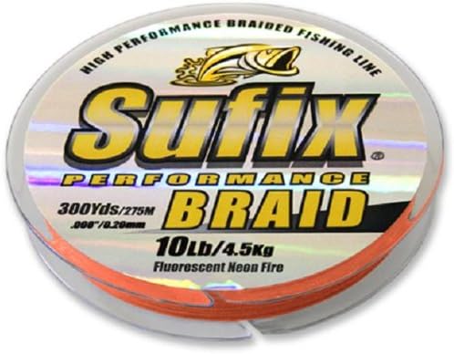 Sufix Performance Braid 50 lb (Neon Fire, Size- 300 YD Spool)