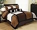 8 Pieces Black, Brown, and White Suede Patchwork Comforter Size 90