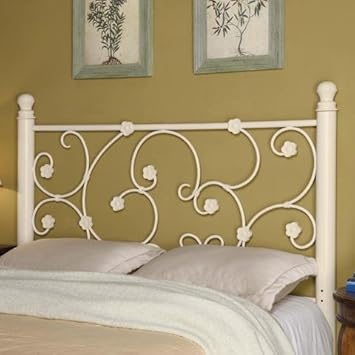 Coaster Full Or Queen White Metal Headboard with Elegant Vine Pattern